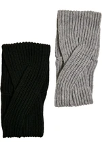 Knitted headband in 2 packs black/grey