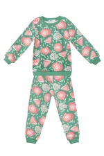 Denokids Pink Floral Baby Girl Green Tracksuit Set