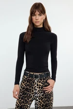 Trendyol Black Fitted Long Sleeve High Collar Ribbed Stretchy Knitted Blouse