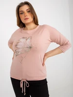 Light pink blouse plus size with print and appliqué