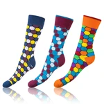 Sada tří párů unisex vzorovaných ponožek v modré, vínové a oranžové barvě Bellinda Crazy Socks