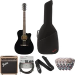 Fender CC-60SCE Concert WN Deluxe SET Black Chitară electro-acustică Jumbo