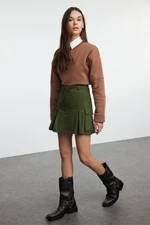 Trendyol Khaki Weave Short Skirt with Cargo Pocket