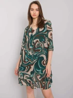 Green and beige dress with patterns