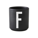 Čierny porcelánový hrnček Design Letters Alphabet F, 250 ml