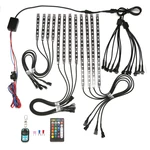 AMBOTHER 12V 12pcs 18 Color RGB LED Rock Effect Light Waterproof Kit Voice Remote Control For Motorcycle Bike Car