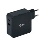 Sieťový adaptér i-tec 60W, USB-C, 1,8m, + USB-A 12W (CHARGER-C60WPLUS) čierny univerzálny napájací adaptér • USB-C a USB-A • technológia Power Deliver