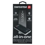 PowerBank Swissten All-In-One 10.000 mAh, fekete