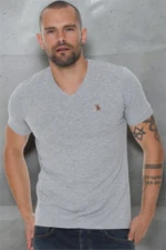 T8568 DEWBERRY V-NECK MEN'S T-SHIRT-DARK GREY