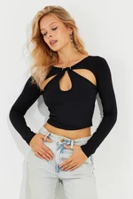 Cool & Sexy Women's Black Blouse with Window B1933