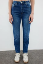 Trendyol Dark Blue High Waist Comfort Straight Jeans