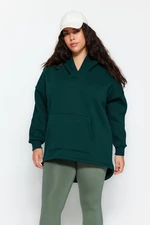 Trendyol Curve Emerald Green Thick Fleece Inside Oversize Knitted Sweatshirt