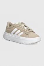 Semišové sneakers boty adidas Grand Court Platform béžová barva, IH2408