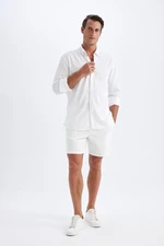 DEFACTO Relax Fit White Jean Bermuda Shorts