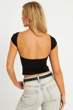 Cool & Sexy Women's Black Open Back Blouse