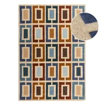 Niebiesko-pomarańczowy wełniany dywan tkany ręcznie 160x230 cm Retro Blocks – Flair Rugs