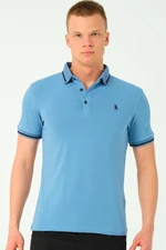 T8586 DEWBERRY MEN'S POLO NECK T-SHIRT-INDIGO-2