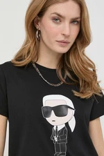 Bavlněné tričko Karl Lagerfeld černá barva