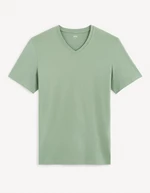 Light green men's basic T-shirt Celio Debasev