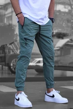 Madmext Mint Green Zipper Detail Parachute Jogger Pants