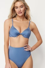 Trendyol Blue Balconette Push Up Bikini Top