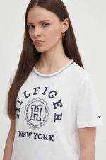 Bavlnené tričko Tommy Hilfiger dámske, biela farba, WW0WW41575