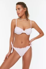 Trendyol Powder Gingham Teksturowana Falbana Regularny Dół Bikini