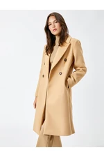 Koton Long Cuff Coat Buttoned Double Breasted Slit Belted