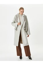 Koton Oversize Cashmere Coat Double Breasted Buttoned with Flap Pockets