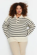 Trendyol Curve Black Striped Knitwear Sweater