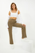 Trendyol Khaki Straight Straight Cut Woven Trousers