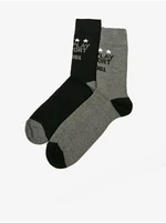Súprava dvoch párov pánskych ponožiek v šedej a čiernej farbe Replay