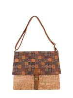 Light brown spacious patterned shoulder bag