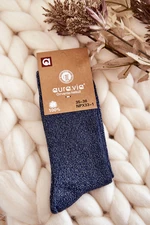 Women's Socks with shiny thread navy blue