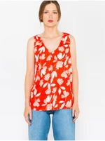 Orange Floral Linen Blouse CAMAIEU - Women