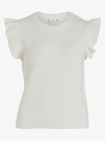 Cream Women's Ribbed T-Shirt VILA Ril - Women