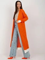 Orange women's cardigan with wool