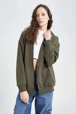 DEFACTO Oversize Fit Hooded Zippered Basic Sweatshirt