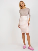 Skirt made of peach and white woolen tweed pencil