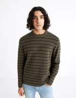 Khaki Men's Striped Sweater Celio Deneris