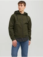 Khaki pánská lehká softshellová bunda Jack & Jones Basic - Pánské