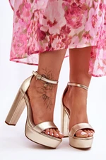 Leather High Heel Sandals And Golden Sky Dream Platform