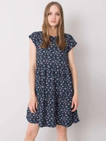 STITCH & SOUL Dark blue dress with pattern and frill