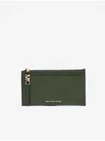 Tmavě zelené dámské kožené pouzdro na karty Michael Kors Card Case - Dámské