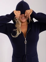 Navy blue plus size hooded sweater