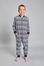 Alaska children's jumpsuit with long sleeves, long pants - navy blue print