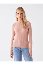 LC Waikiki Round Neck Women's Knitwear Sweater With Patterned Long Sleeves