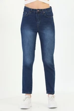 BİKELİFE Navy Blue High Waist Skinny Leg Mom Jeans.