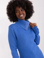 Blue women's turtleneck sweater