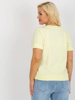 Light yellow women's blouse plus size with print